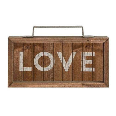 *Love Slatted Wood Sign w/ Handle - The Fox Decor